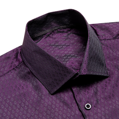 Purple Black Novelty Silk Dress Shirt shirt    - Sophisticated Gentlemen