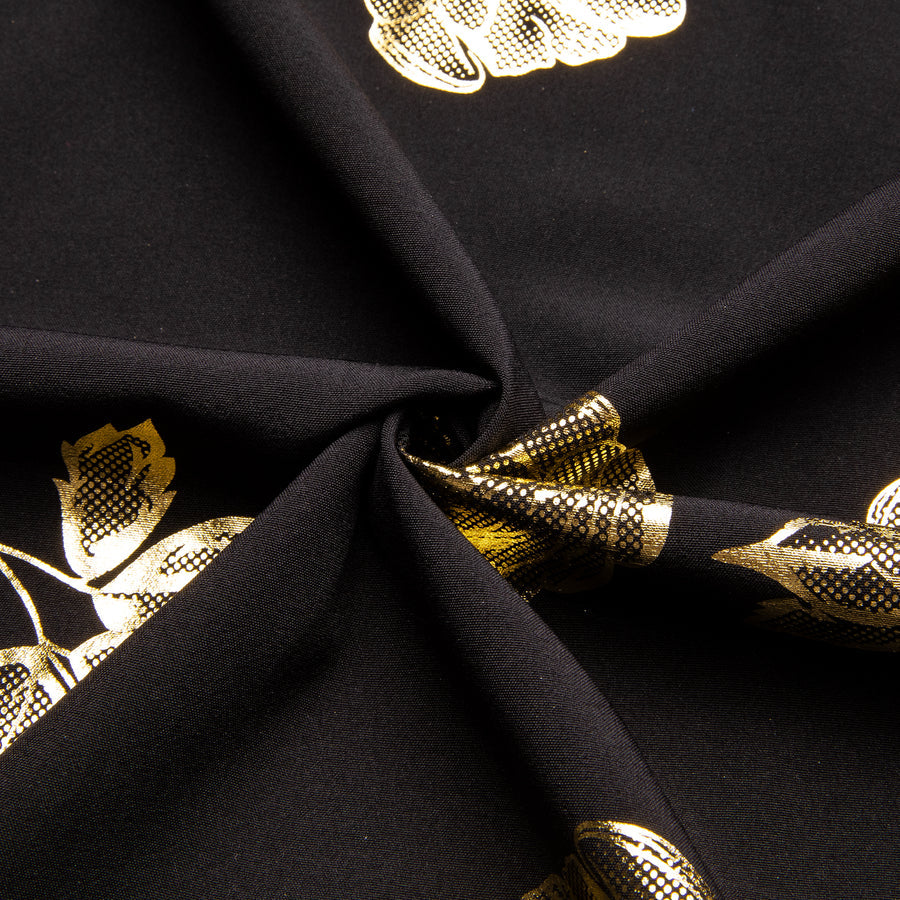 Black Golden Floral Silk Dress Shirt shirt    - Sophisticated Gentlemen