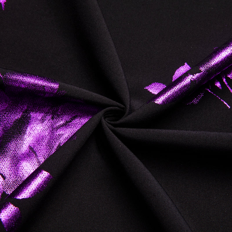 Black Purple Floral Pattern Silk Dress Shirt shirt    - Sophisticated Gentlemen