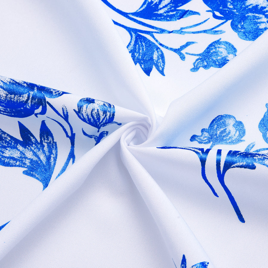White Blue Floral Silk Dress Shirt shirt    - Sophisticated Gentlemen