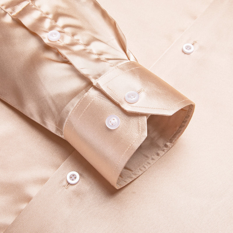 Mist Orange Solid Satin Silk Dress Shirt shirt    - Sophisticated Gentlemen