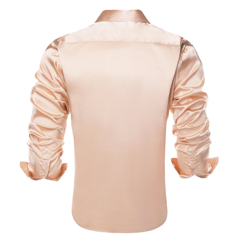 Mist Orange Solid Satin Silk Dress Shirt shirt    - Sophisticated Gentlemen