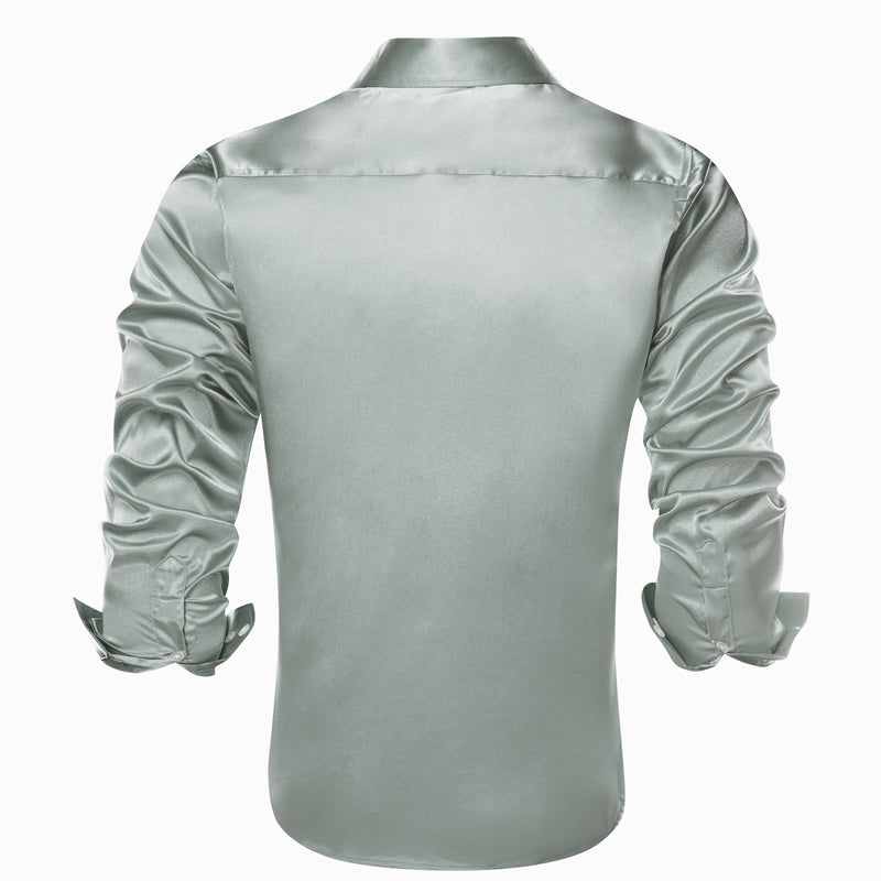 Gray Solid Satin Silk Dress Shirt shirt    - Sophisticated Gentlemen