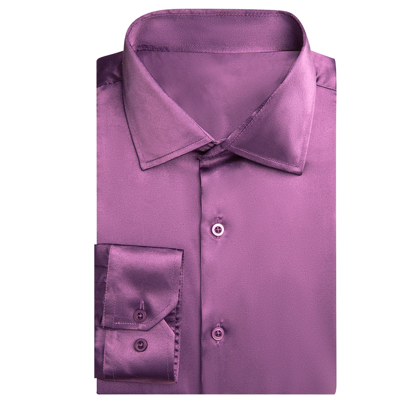 Violet Purple Solid Satin Silk Dress Shirt shirt    - Sophisticated Gentlemen