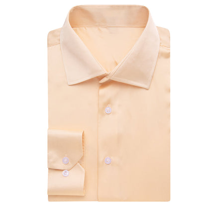 Mist Orange Solid Satin Chiffon Non-Stretch Dress Shirt shirt    - Sophisticated Gentlemen