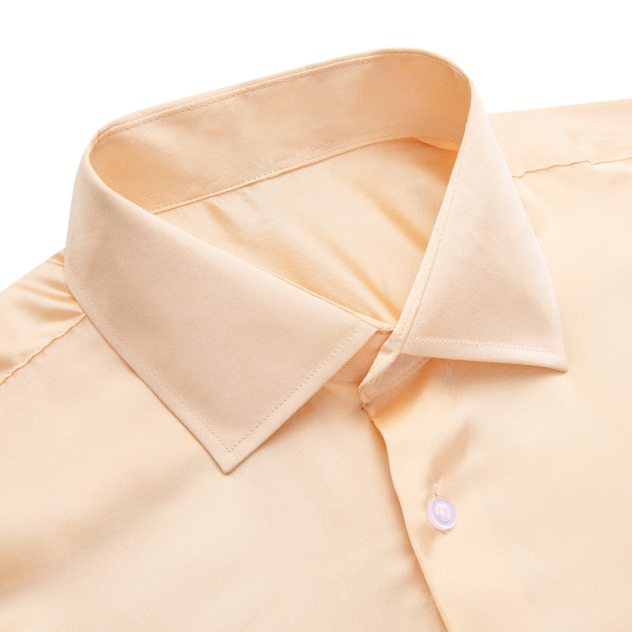 Mist Orange Solid Satin Chiffon Non-Stretch Dress Shirt shirt    - Sophisticated Gentlemen