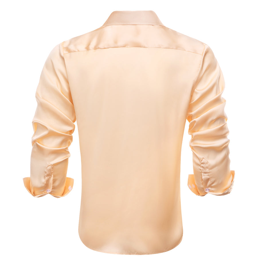 Mist Orange Solid Satin Chiffon Non-Stretch Dress Shirt shirt    - Sophisticated Gentlemen