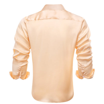 Mist Orange Solid Satin Chiffon Non-Stretch Dress Shirt shirt    - Sophisticated Gentlemen
