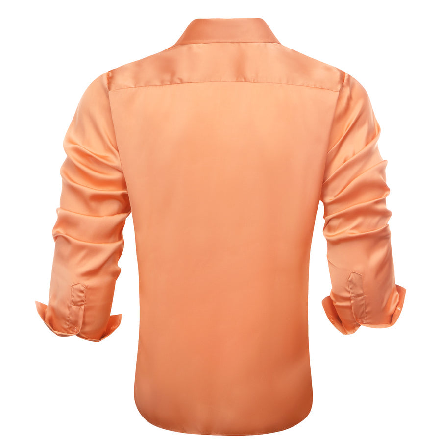 Honey Orange Solid Satin Chiffon Non-Stretch Dress Shirt shirt    - Sophisticated Gentlemen