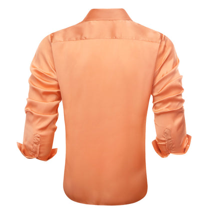 Honey Orange Solid Satin Chiffon Non-Stretch Dress Shirt shirt    - Sophisticated Gentlemen