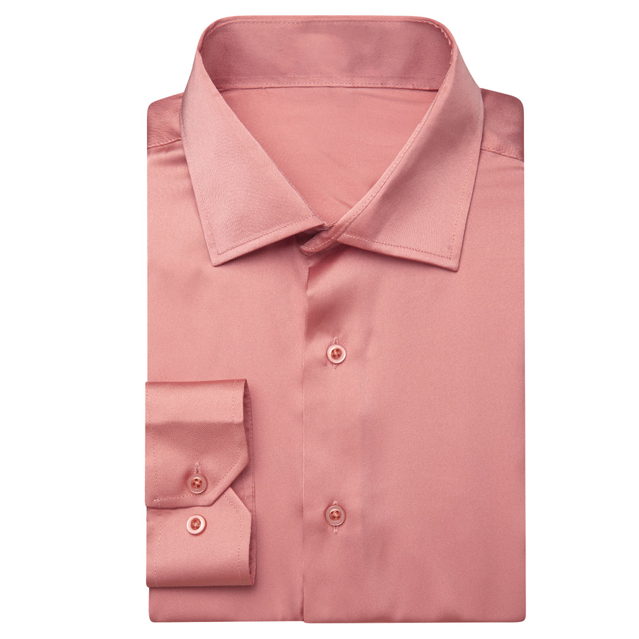 Rose Pink Solid Satin Chiffon Non-Stretch Dress Shirt shirt    - Sophisticated Gentlemen
