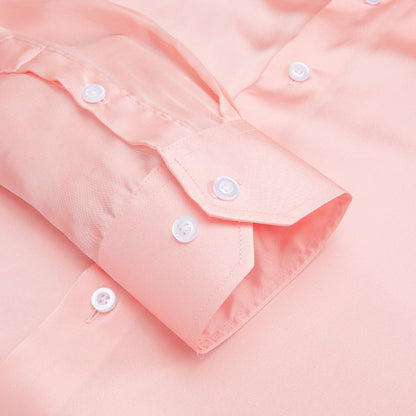Light Pink Solid Satin Chiffon Non-Stretch Dress Shirt shirt    - Sophisticated Gentlemen