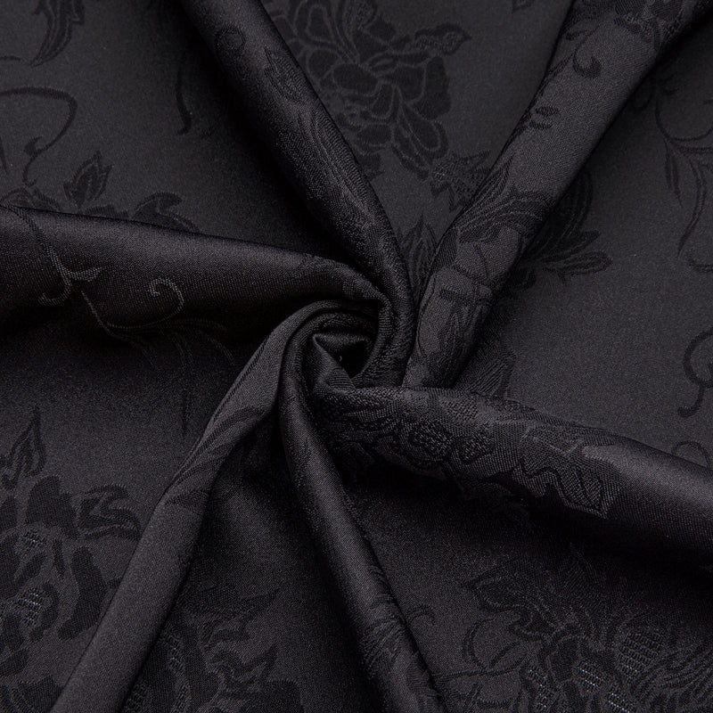 Pure Black Paisley Silk Dress Shirt shirt    - Sophisticated Gentlemen