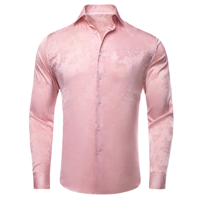 Pure Pink Paisley Silk Dress Shirt shirt S   - Sophisticated Gentlemen