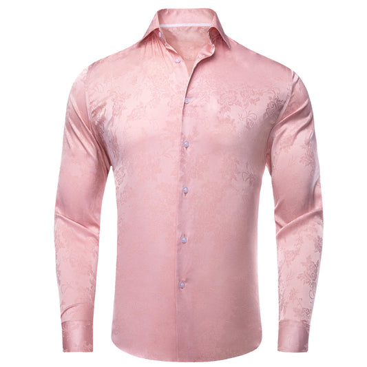 Pure Pink Paisley Silk Dress Shirt shirt S   - Sophisticated Gentlemen