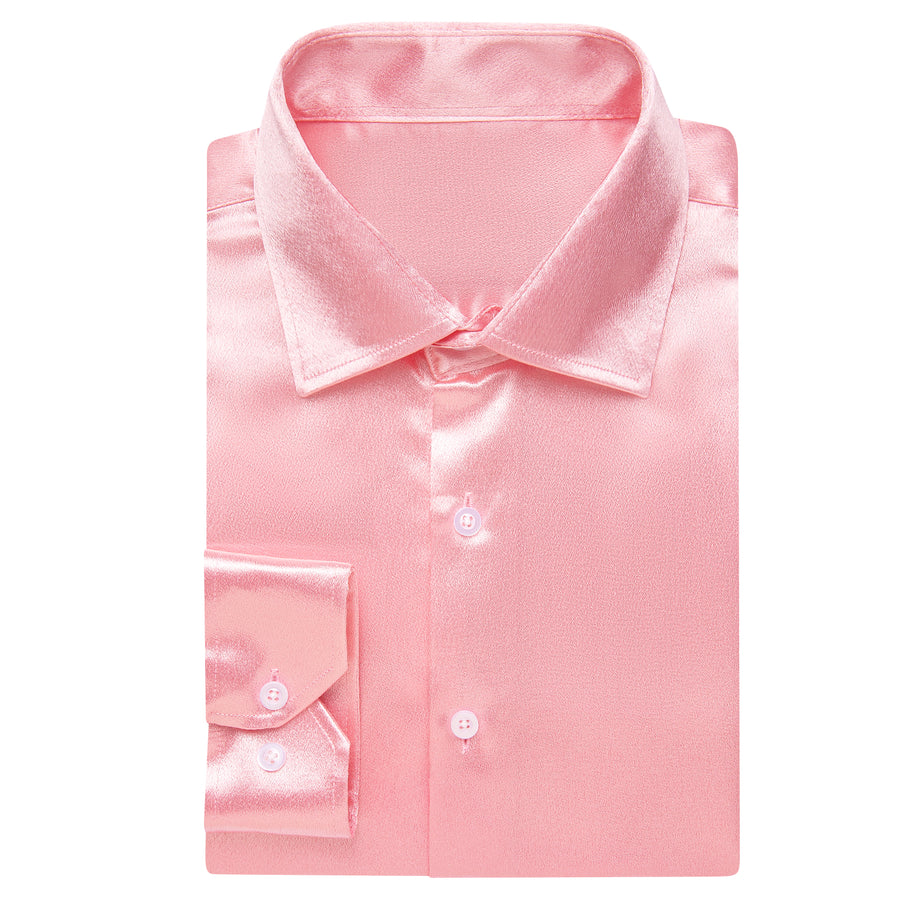 Baby Pink Satin Dress Shirt shirt    - Sophisticated Gentlemen