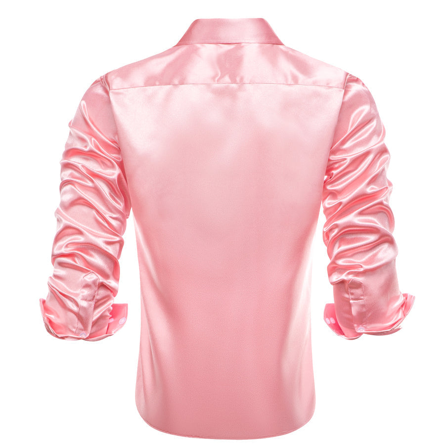 Baby Pink Satin Dress Shirt shirt    - Sophisticated Gentlemen