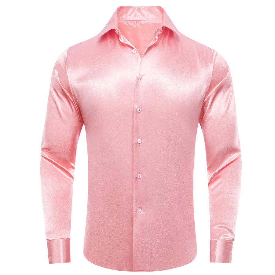 Baby Pink Satin Dress Shirt shirt S   - Sophisticated Gentlemen