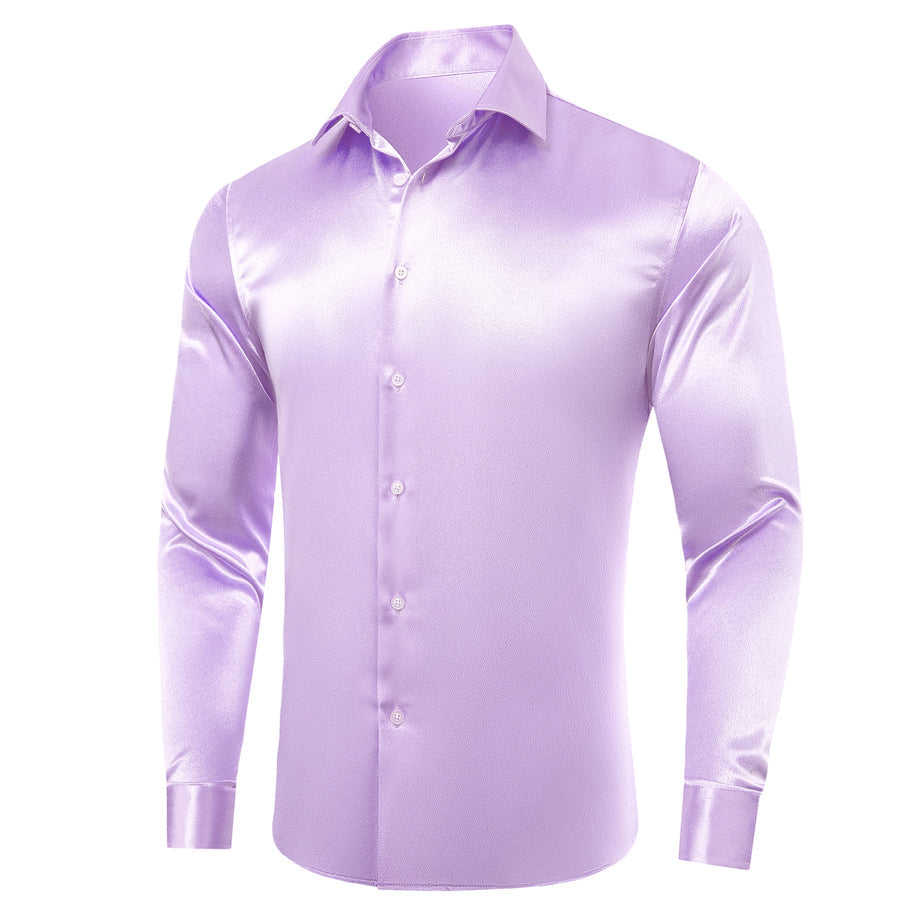 Light Purple Solid Satin Dress Shirt shirt S   - Sophisticated Gentlemen