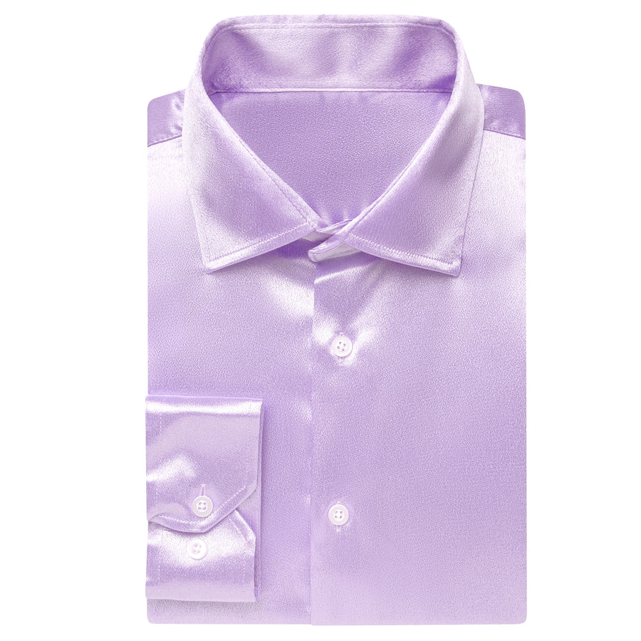 Light Purple Solid Satin Dress Shirt shirt    - Sophisticated Gentlemen