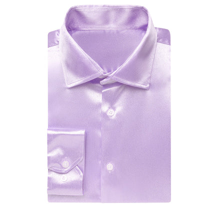 Light Purple Solid Satin Dress Shirt shirt    - Sophisticated Gentlemen