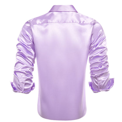 Light Purple Solid Satin Dress Shirt shirt    - Sophisticated Gentlemen