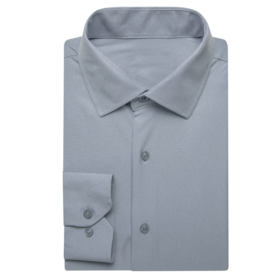 Gray Solid Satin Dress Shirt shirt    - Sophisticated Gentlemen