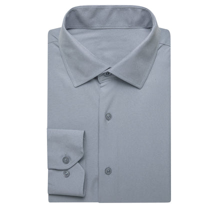 Gray Solid Satin Dress Shirt shirt    - Sophisticated Gentlemen