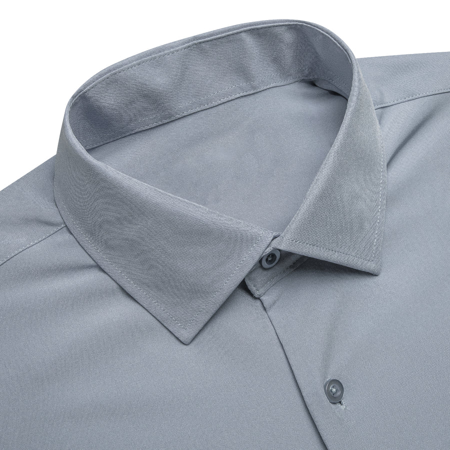 Gray Solid Satin Dress Shirt shirt    - Sophisticated Gentlemen