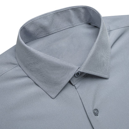 Gray Solid Satin Dress Shirt shirt    - Sophisticated Gentlemen