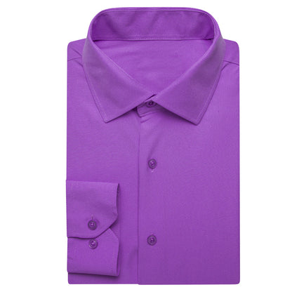 Purple Solid Four-Way Stretch Fabric Dress Shirt shirt    - Sophisticated Gentlemen