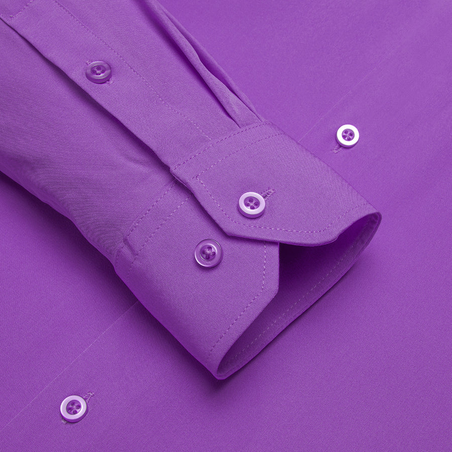 Purple Solid Four-Way Stretch Fabric Dress Shirt shirt    - Sophisticated Gentlemen