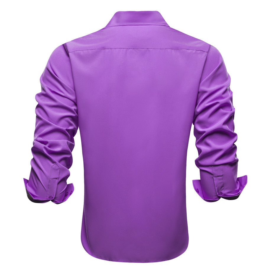 Purple Solid Four-Way Stretch Fabric Dress Shirt shirt    - Sophisticated Gentlemen
