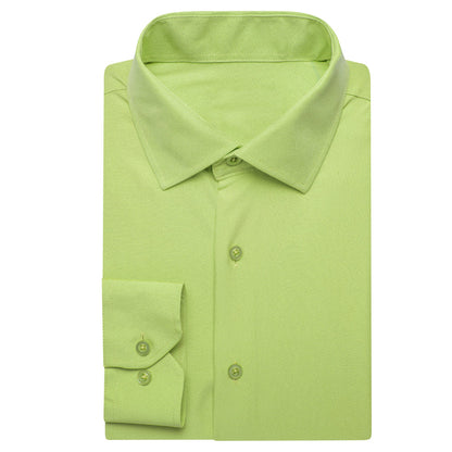 Yellow Green Solid Four-Way Stretch Fabric Dress Shirt shirt    - Sophisticated Gentlemen