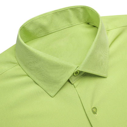 Yellow Green Solid Four-Way Stretch Fabric Dress Shirt shirt    - Sophisticated Gentlemen