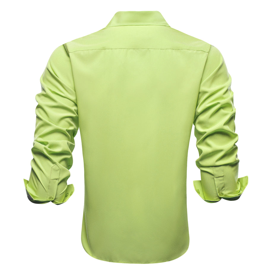 Yellow Green Solid Four-Way Stretch Fabric Dress Shirt shirt    - Sophisticated Gentlemen