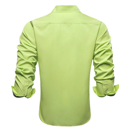Yellow Green Solid Four-Way Stretch Fabric Dress Shirt shirt    - Sophisticated Gentlemen
