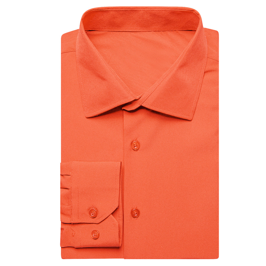 Orange Solid Four-Way Stretch Fabric Dress Shirt shirt    - Sophisticated Gentlemen