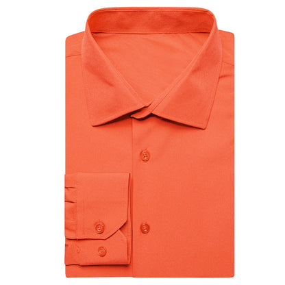 Orange Solid Four-Way Stretch Fabric Dress Shirt shirt    - Sophisticated Gentlemen