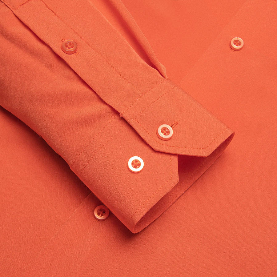 Orange Solid Four-Way Stretch Fabric Dress Shirt shirt    - Sophisticated Gentlemen