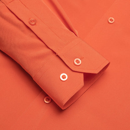 Orange Solid Four-Way Stretch Fabric Dress Shirt shirt    - Sophisticated Gentlemen
