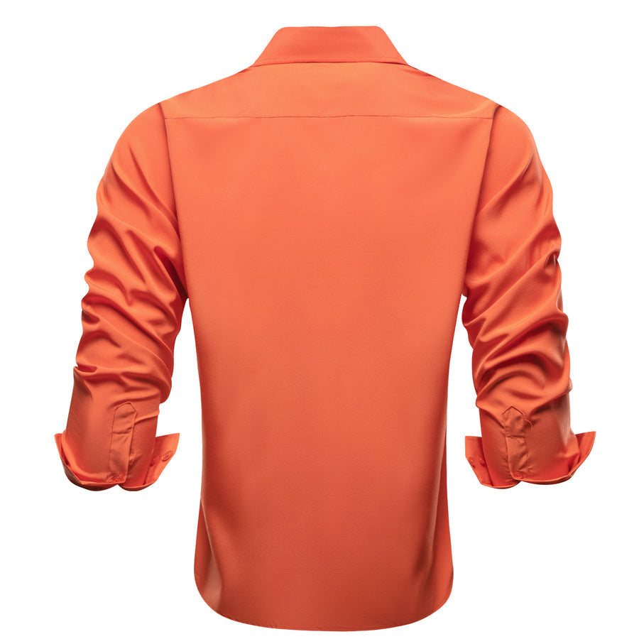 Orange Solid Four-Way Stretch Fabric Dress Shirt shirt    - Sophisticated Gentlemen