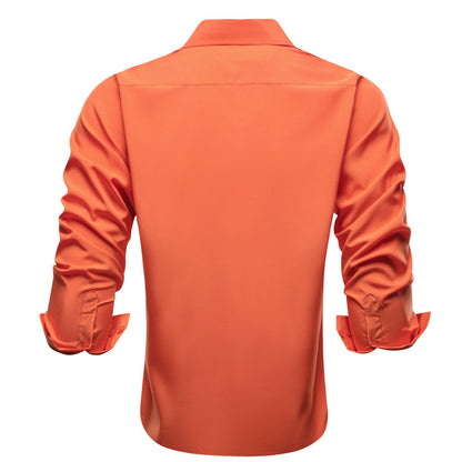 Orange Solid Four-Way Stretch Fabric Dress Shirt shirt    - Sophisticated Gentlemen
