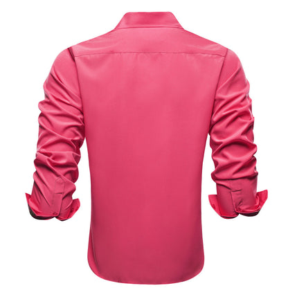 Pink Solid Four-Way Stretch Fabric Dress Shirt shirt    - Sophisticated Gentlemen