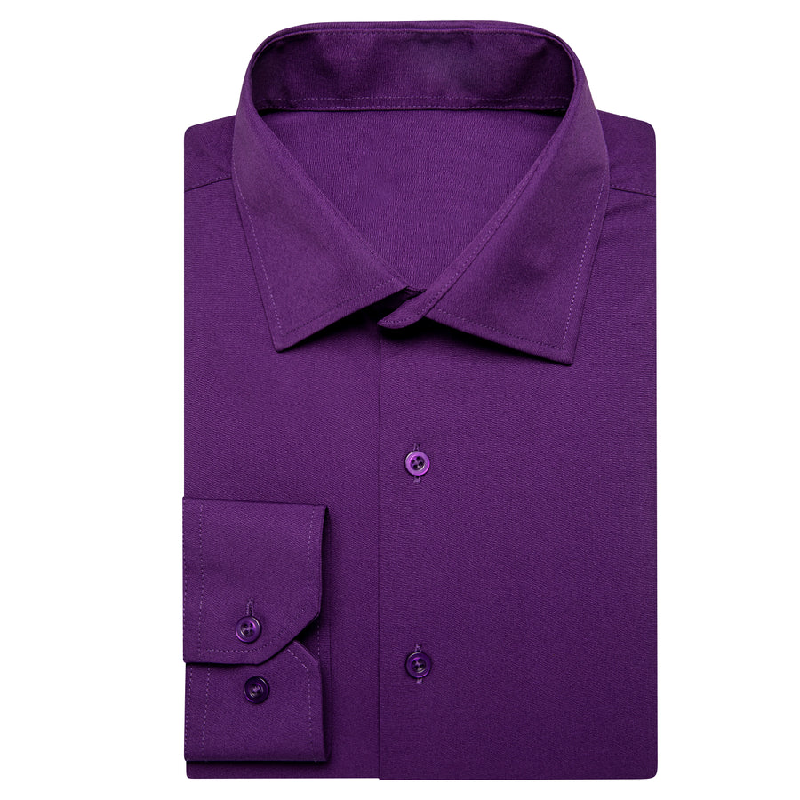 Dark Purple Solid Four-Way Stretch Fabric Men's Dress Shirt shirt    - Sophisticated Gentlemen