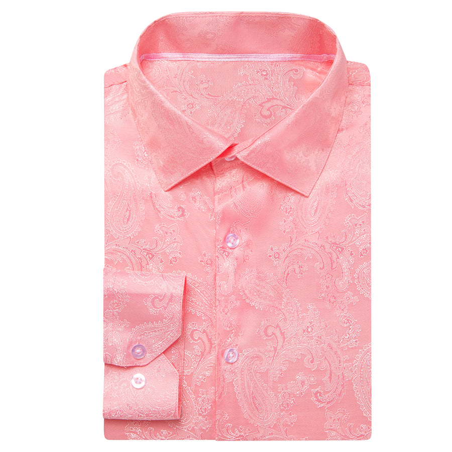 Coral Pink Solid Satin Dress Shirt shirt    - Sophisticated Gentlemen