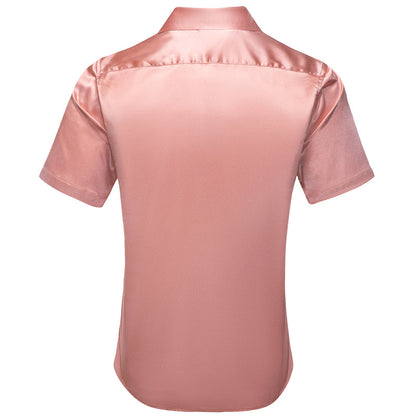 Coral Pink Solid Satin Dress Shirt shirt    - Sophisticated Gentlemen