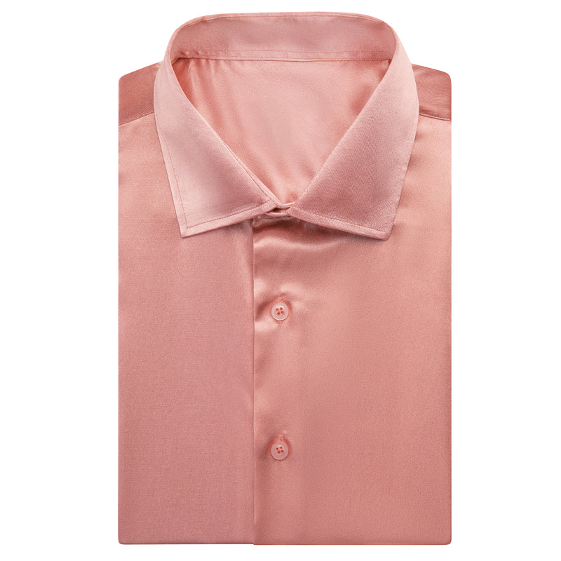 Coral Pink Solid Satin Dress Shirt shirt    - Sophisticated Gentlemen