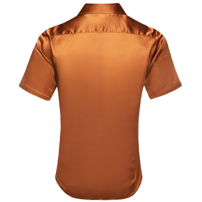 Gold Solid Satin Dress Shirt shirt    - Sophisticated Gentlemen