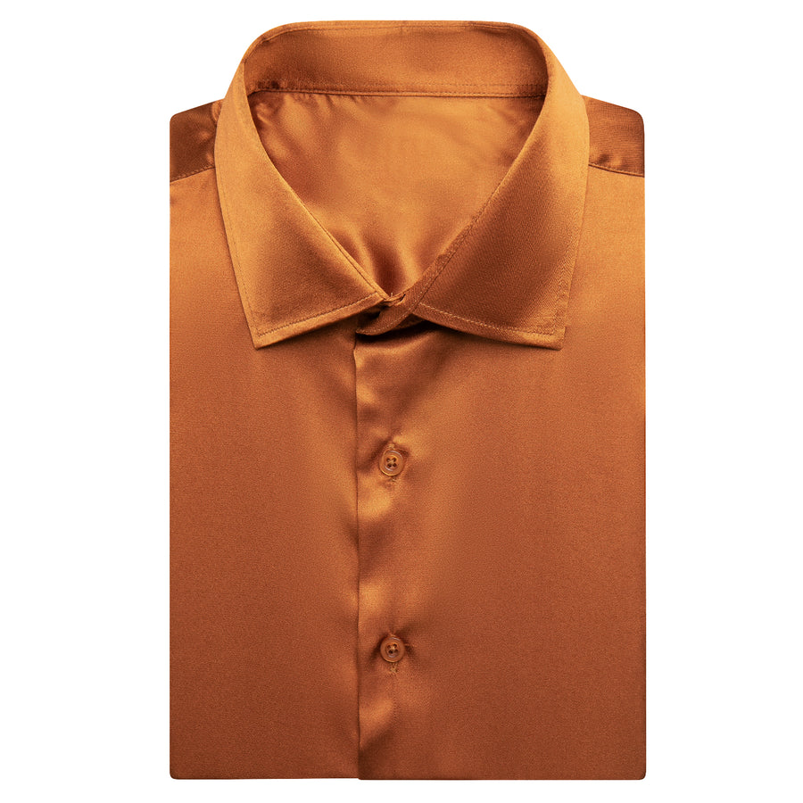 Gold Solid Satin Dress Shirt shirt    - Sophisticated Gentlemen